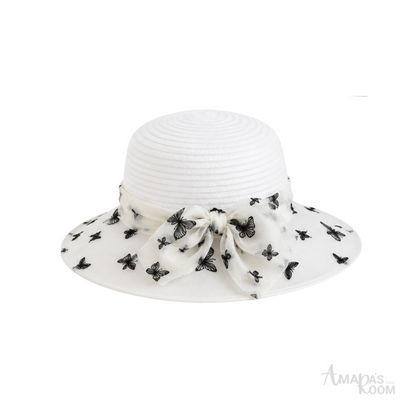 Dior D-Bobby Large Brim Butterfly Cap White Black