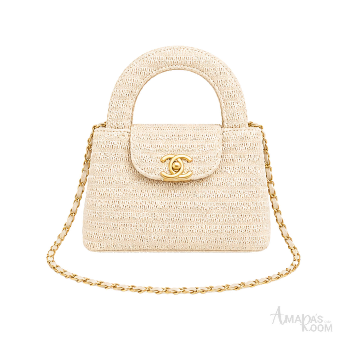 Chanel Mini Kelly Raffia Beige Bag – product view