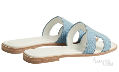 Oran Leather Slides – Sky Blue – Amara UAE image 3