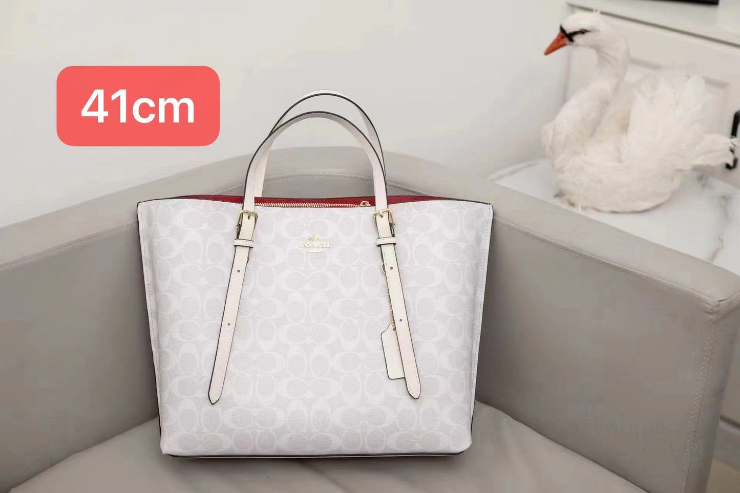 Coach Bag Mollie Tote Bag in Signature Canvas White