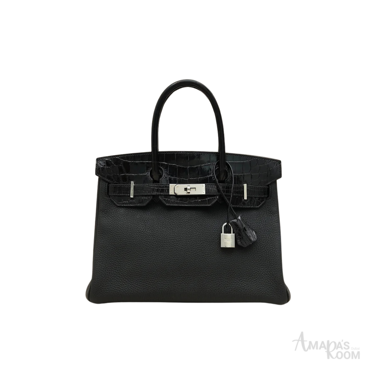 Hermès Bag | Birkin 25 Crocodile Black Silver Lock