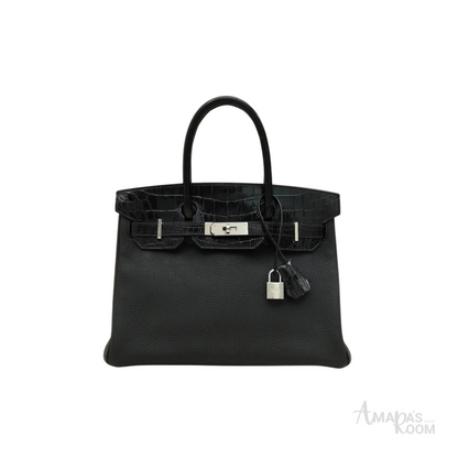 Hermès Bag | Birkin 25 Crocodile Black Silver Lock
