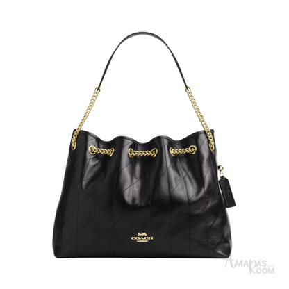 Coach Bag | Quilted Leather Chain Bucket Black Gold