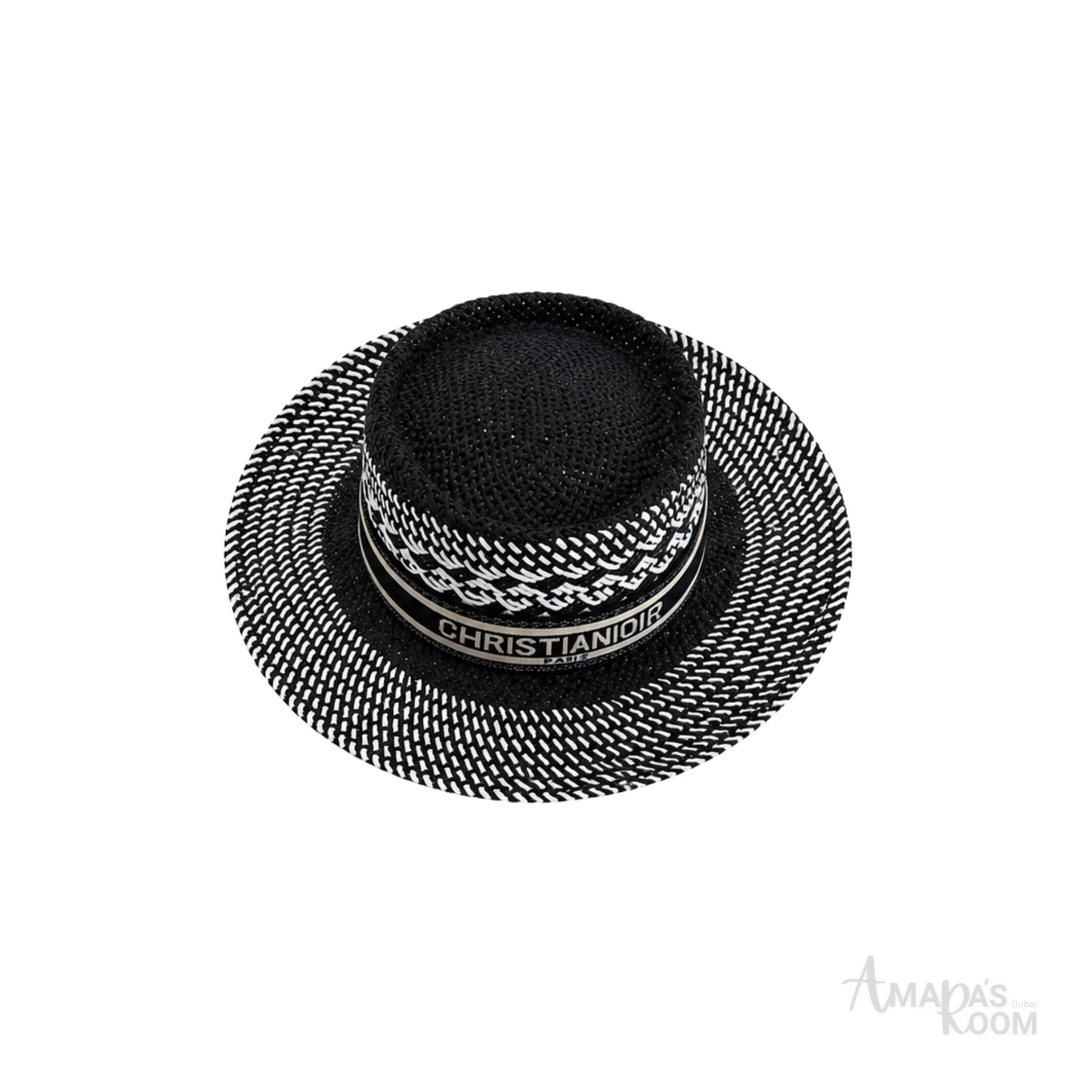 Dior D-Bobby Straw Cap Black White