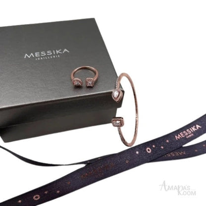 Messika Jewelry | Pave Bangle Ring Pink Gold Diamonds