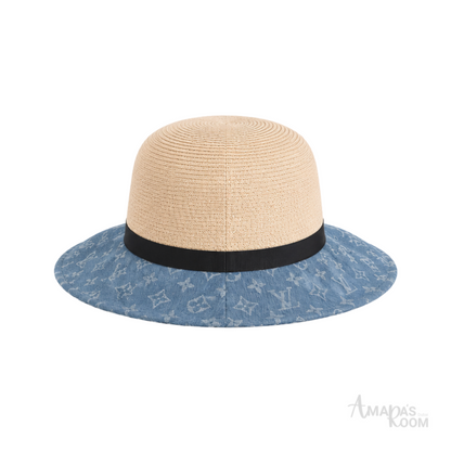Louis Vuitton Dauphine Straw Bucket Cap Denim Blue