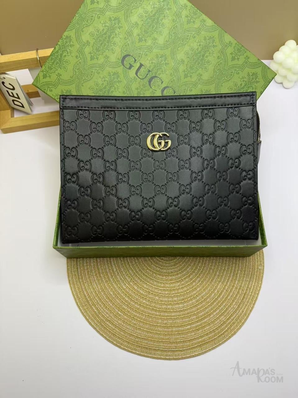 Gucci Pouch GG Matelassé Leather Green