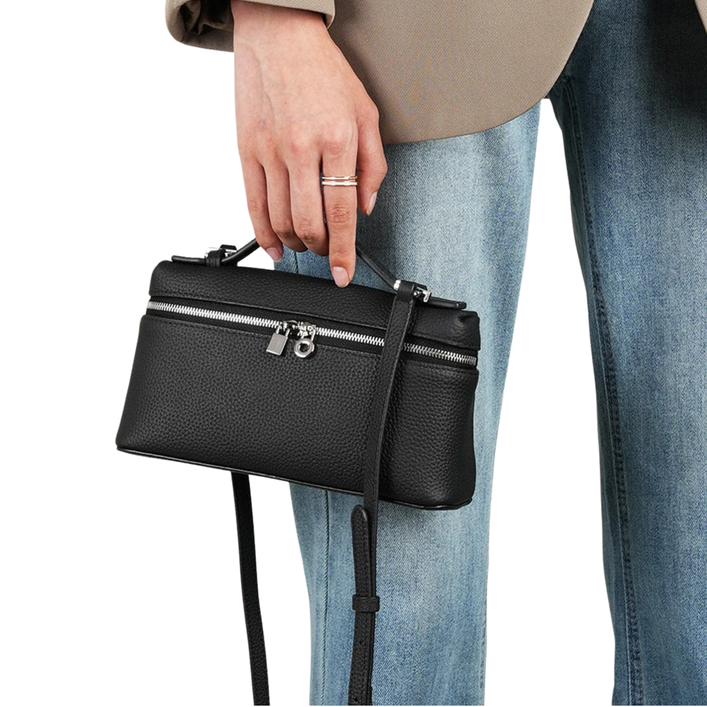 Loro Piana Bag Extra Pocket L19 Grained Calfskin Black