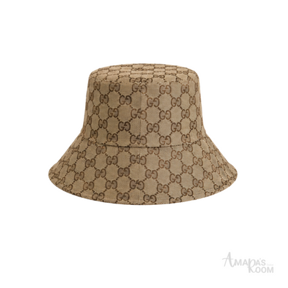 Gucci Cap Canvas Bucket Beige Brown