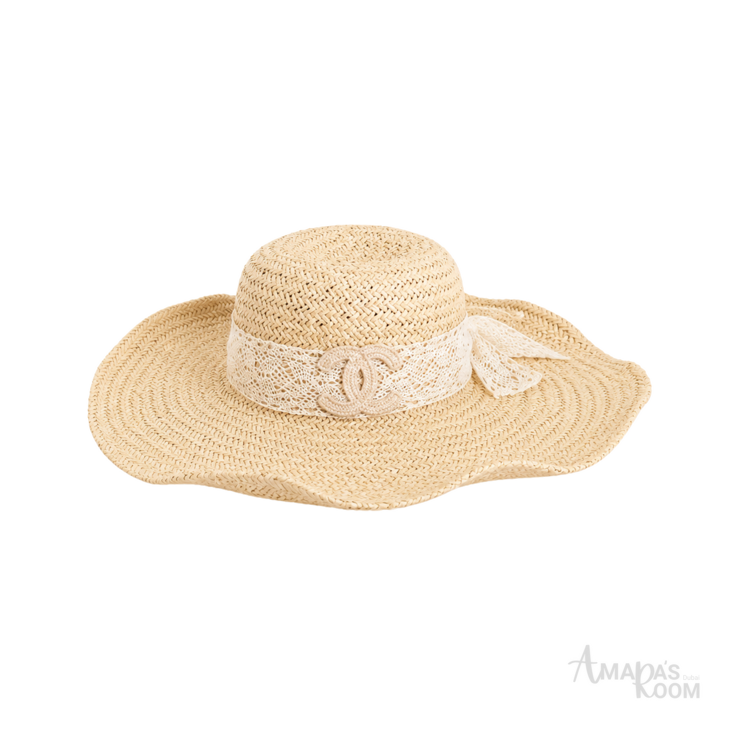 Chanel Straw Sun Hat Distinct Beige Straw Texture – product view