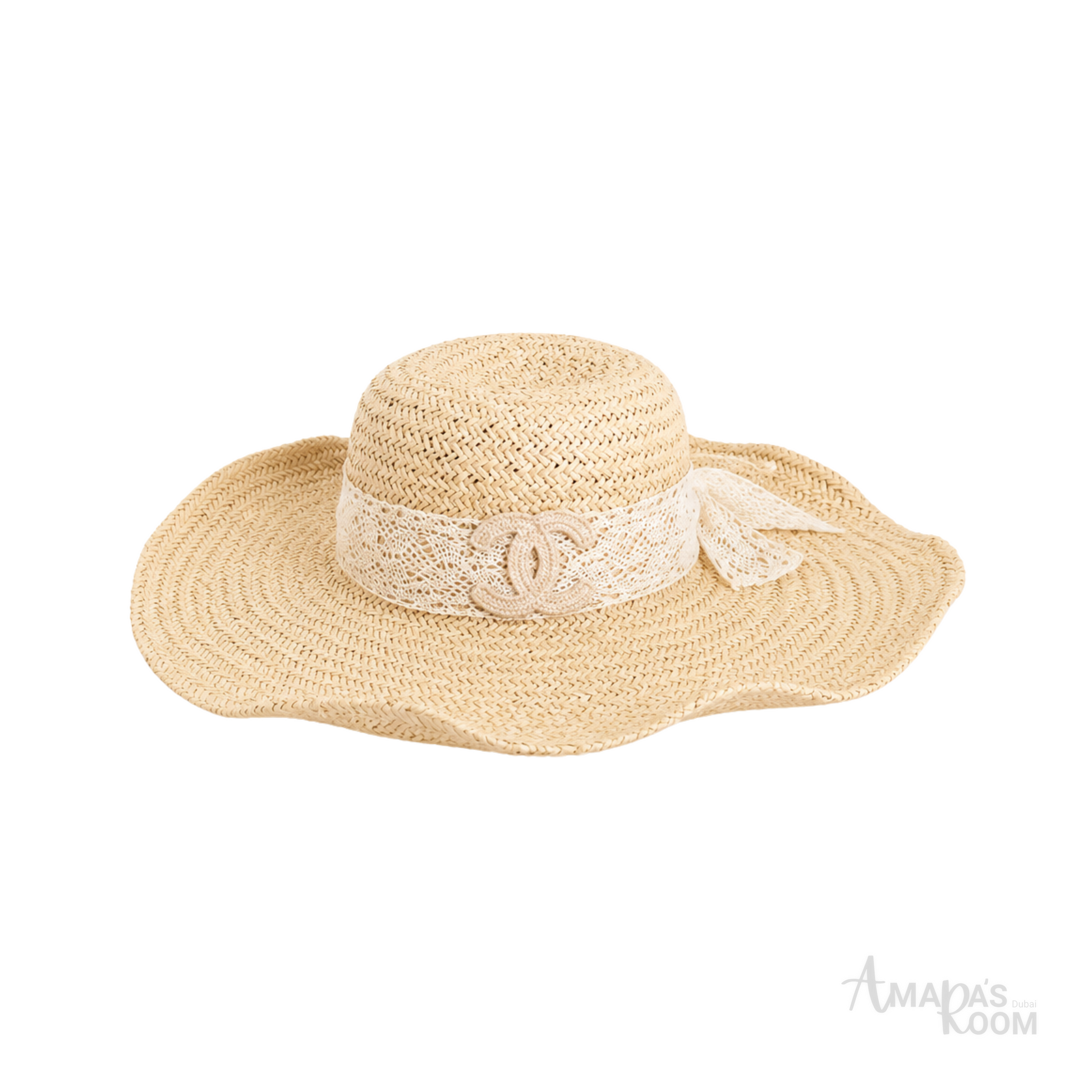 Chanel Straw Sun Hat Distinct Beige Straw Texture – product view