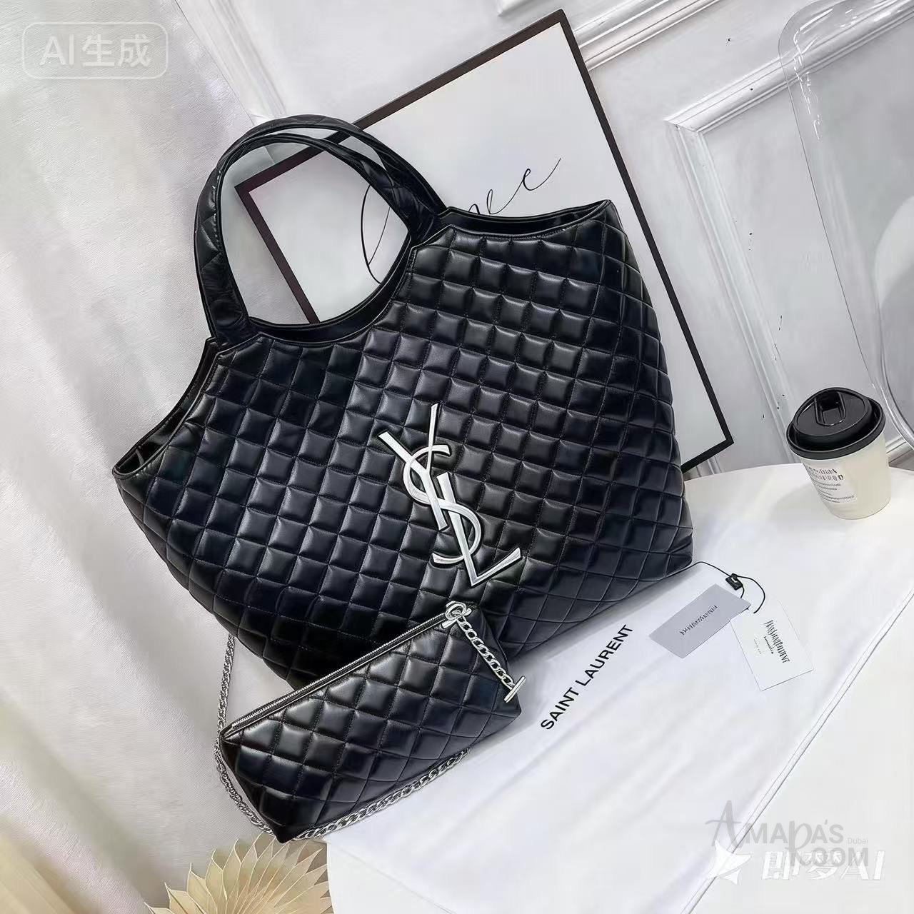 YSL Bag | Icare Maxi Quilted Lambskin Black
