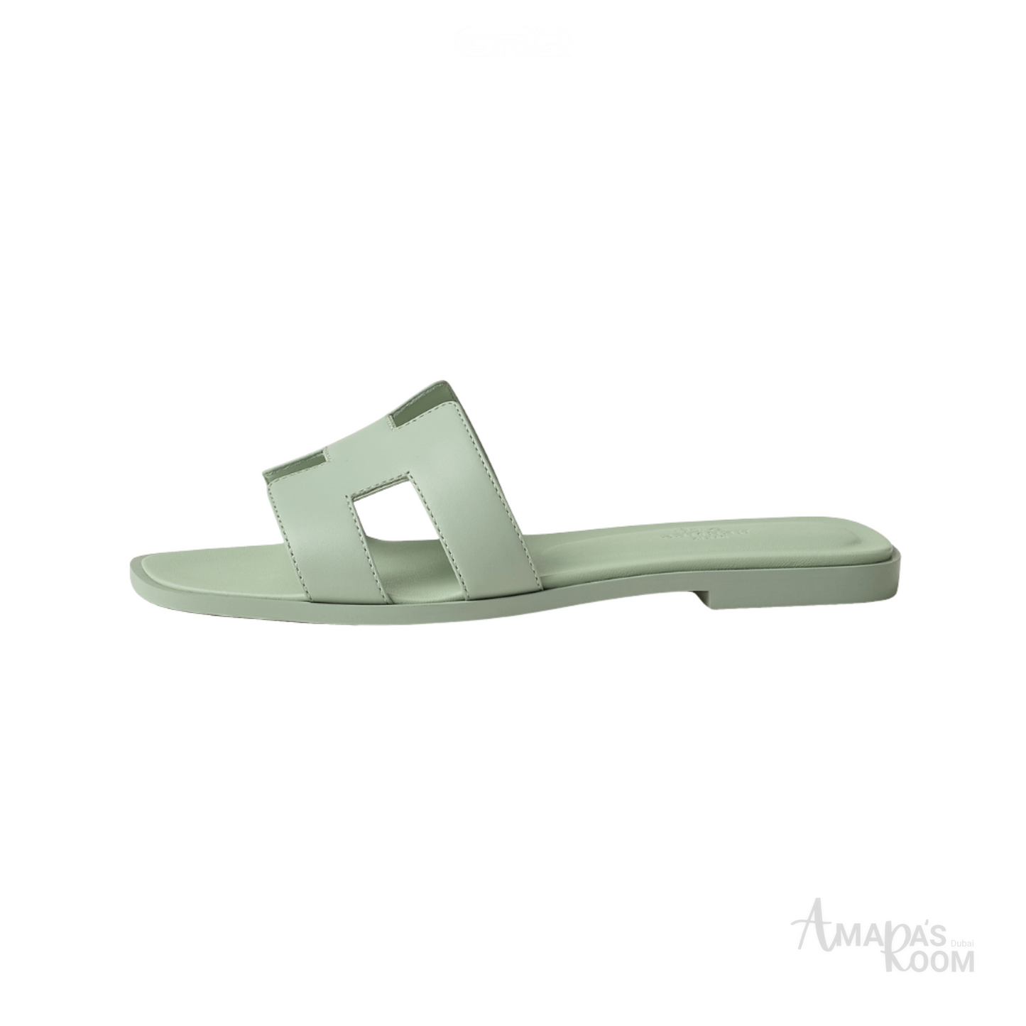Oran Leather Slides – Forest Green – Amara UAE
