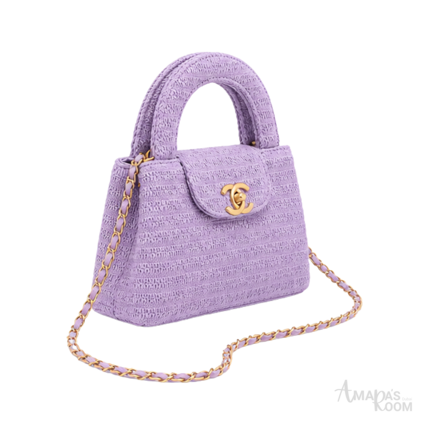 Chanel Mini Kelly Straw Purple Bag