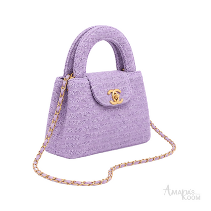 Chanel Mini Kelly Straw Purple Bag