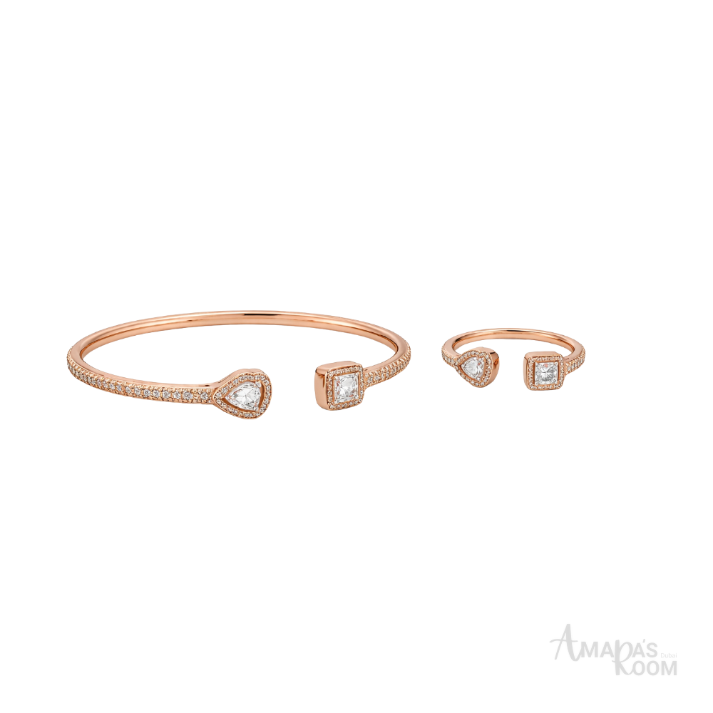Messika Jewelry | Pave Bangle Ring Pink Gold Diamonds