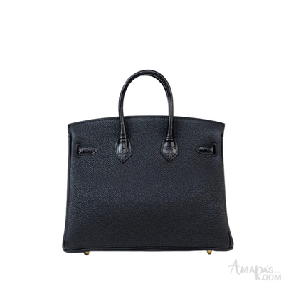 Hermès Bag | Birkin 25 Crocodile Black Gold Lock