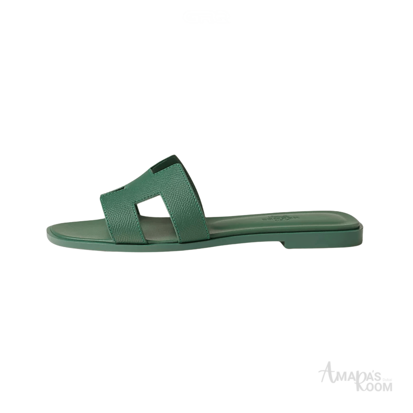 Oran Leather Slides – Olive Green – Amara UAE