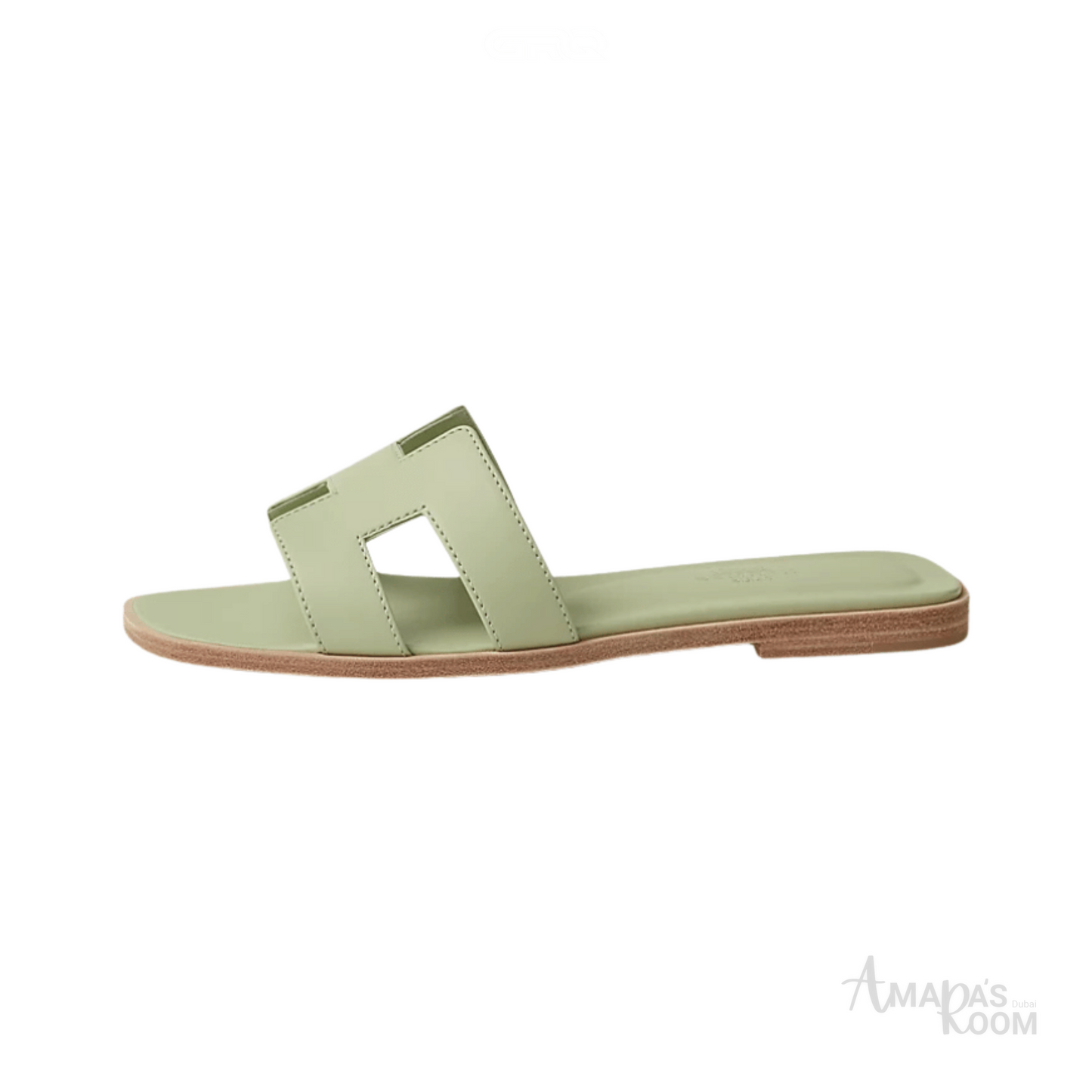 Oran Leather Slides – Sea Green – Amara UAE