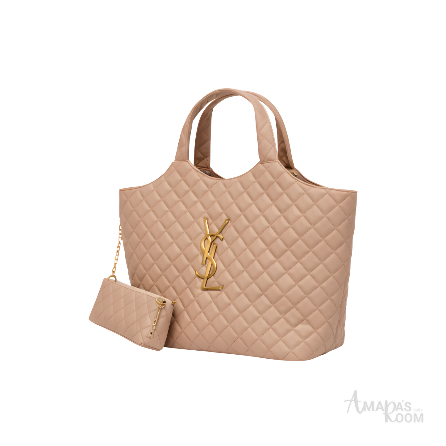 YSL Bag | Icare Maxi Quilted Suede Beige
