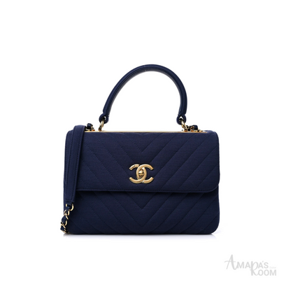Chanel Bag | CC Dual Handle Flap Bag Navy Blue