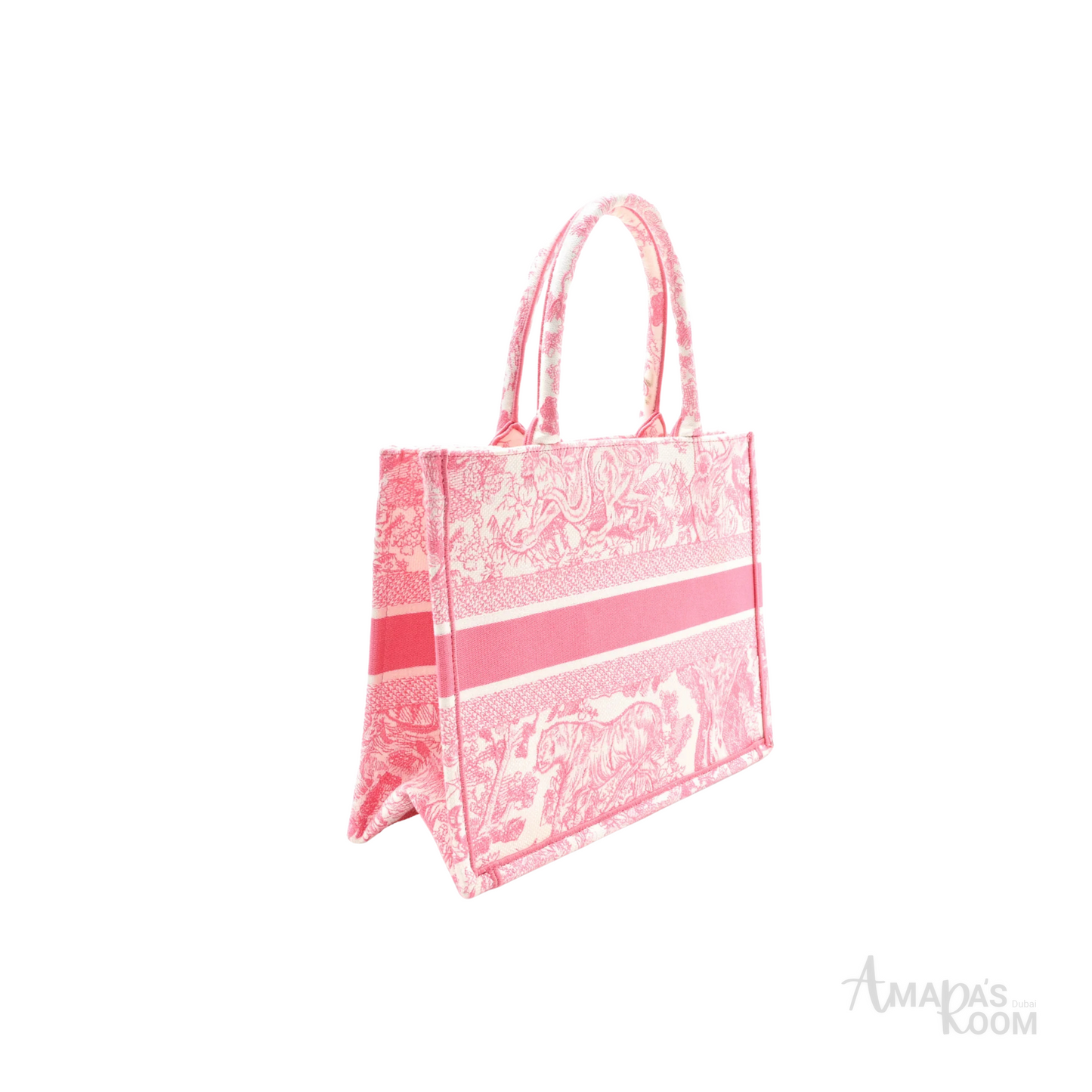 Dior Bag | Canvas Embroidered Tote Pink Bag