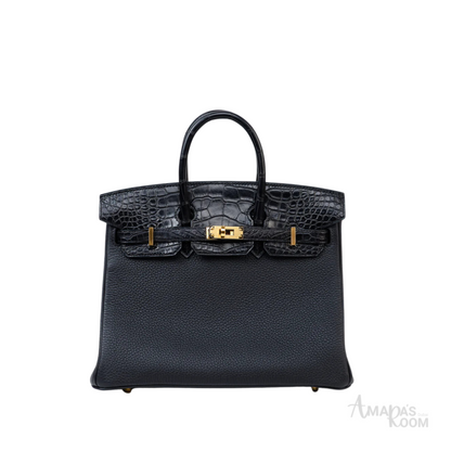 Hermès Bag | Birkin 25 Crocodile Black Gold Lock