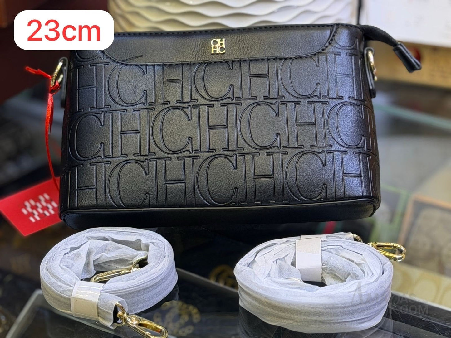 Carolina Herrera Monogram Black Crossbody Shoulder Bag