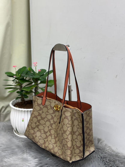 Coach Bag | Willow Tote Signature Canvas Tan Rust