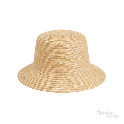 Chrome Hearts Leather Cross Straw Bucket Cap Beige Black