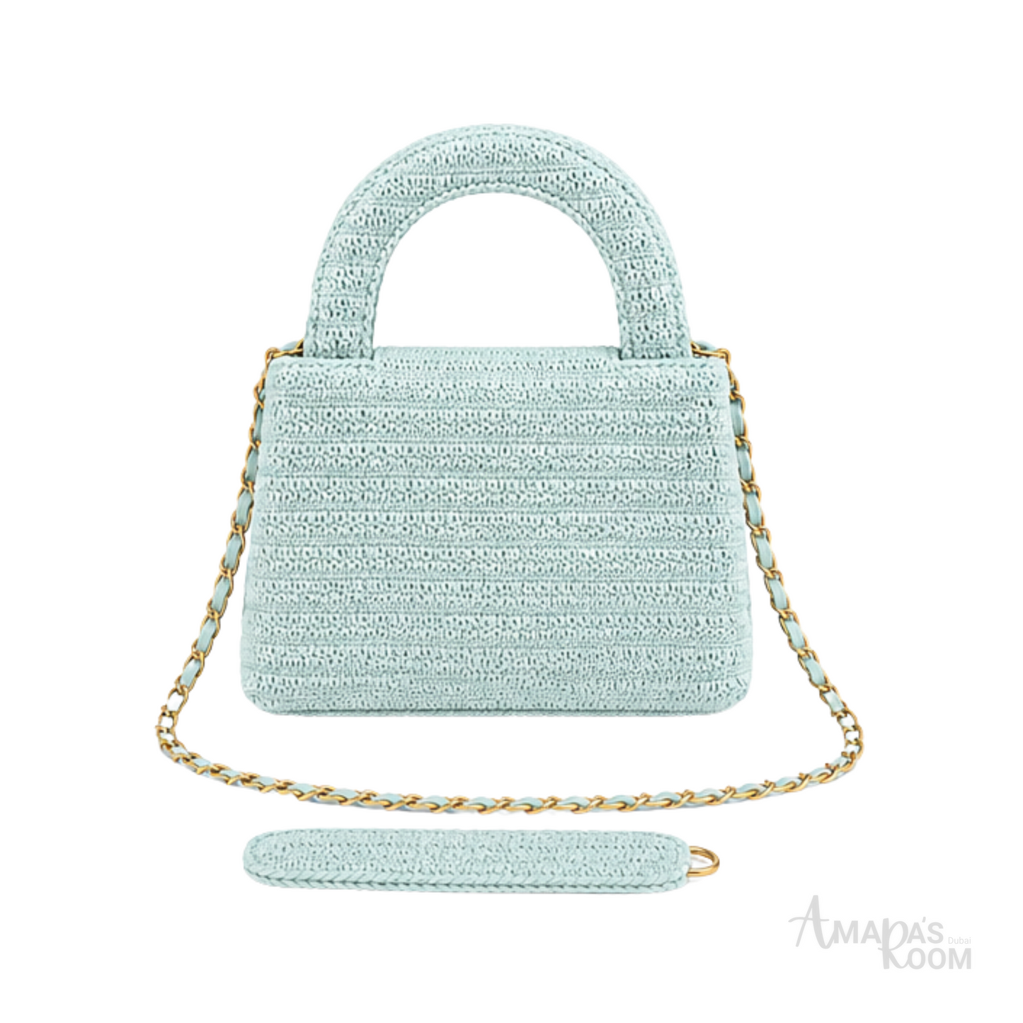 Chanel Mini Kelly Sea Green Raffia Bag