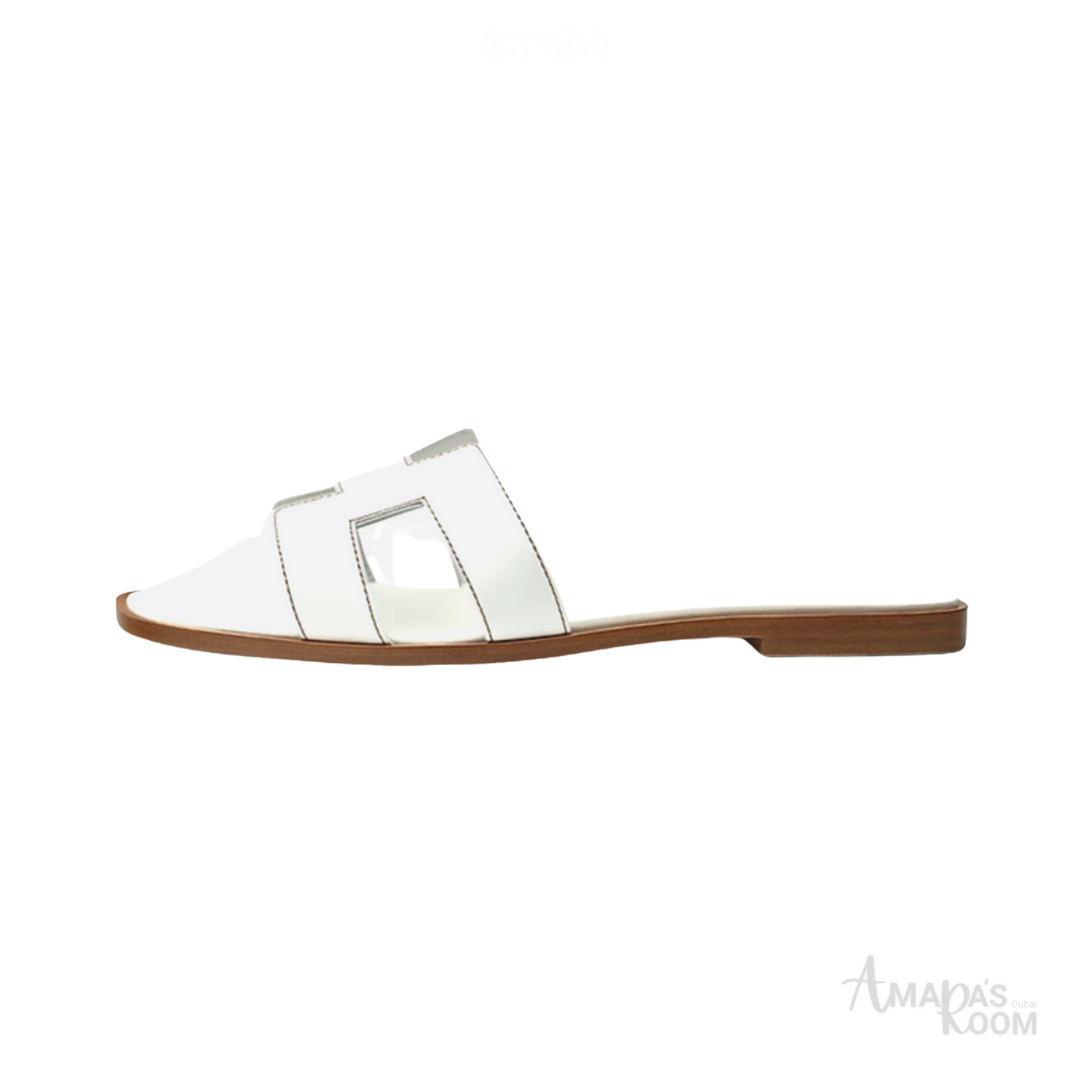 Oran Leather Slides – Snow White – Amara UAE