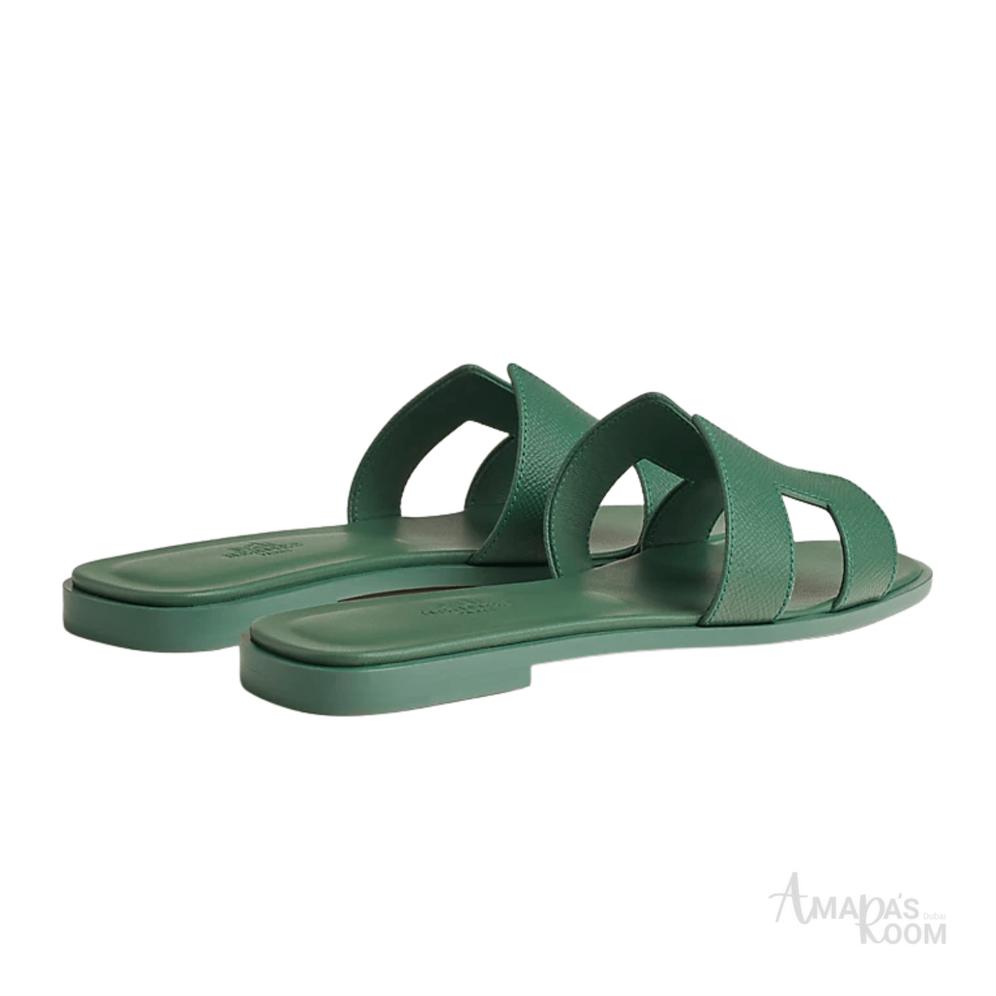 Oran Leather Slides – Olive Green – Amara UAE image 2