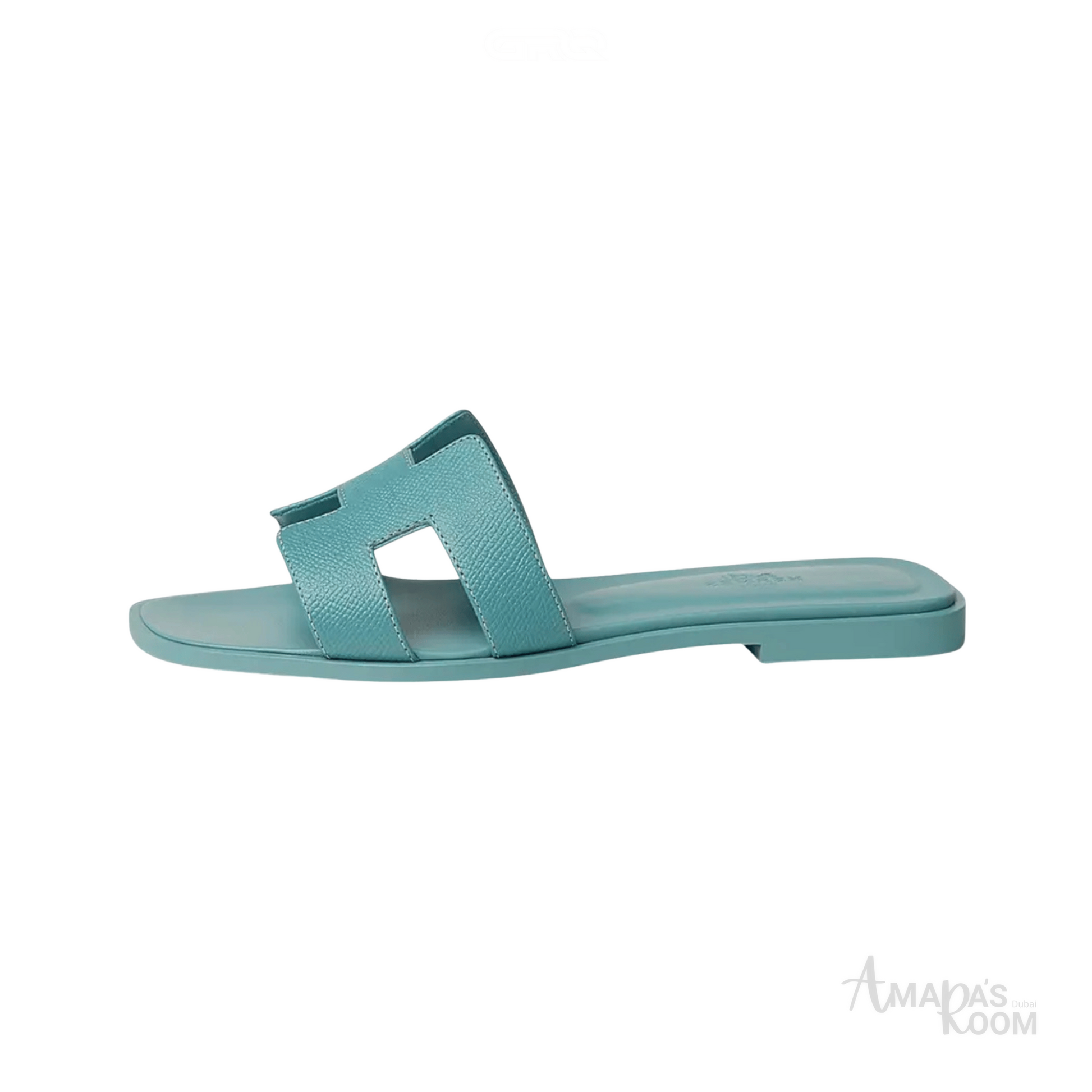 Oran Leather Slides – Powder Blue – Amara UAE