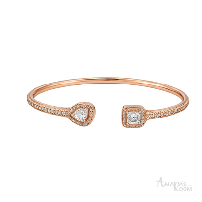 Messika Jewelry | Pave Bangle Ring Pink Gold Diamonds