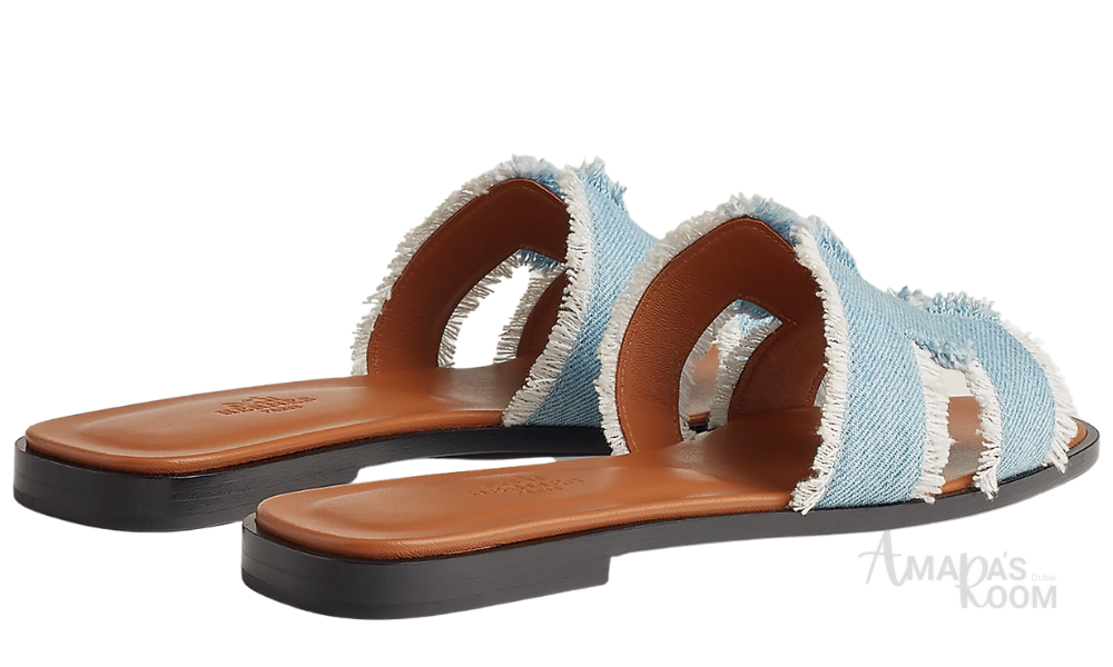 Oran Leather Slides – Light Blue – Amara UAE image 3