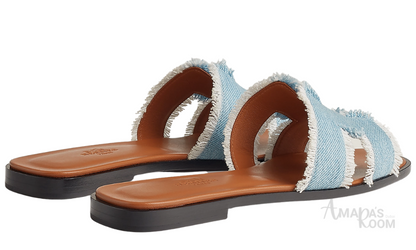 Oran Leather Slides – Light Blue – Amara UAE image 3