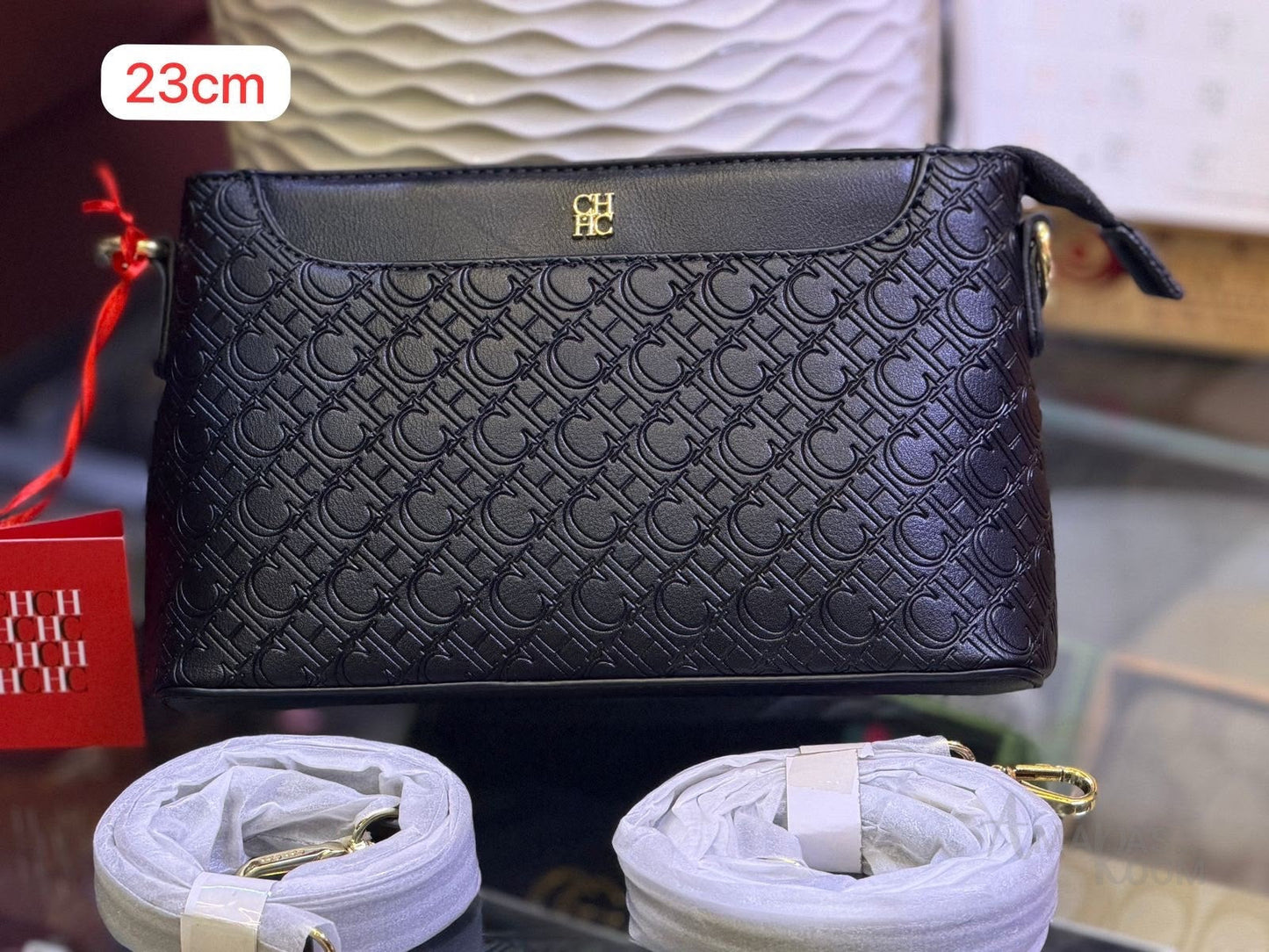 Carolina Herrera Bag Embossed Monogram Crossbody Handbag