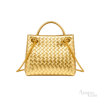 Bottega Veneta Small Andiamo Bag in Metallic Gold