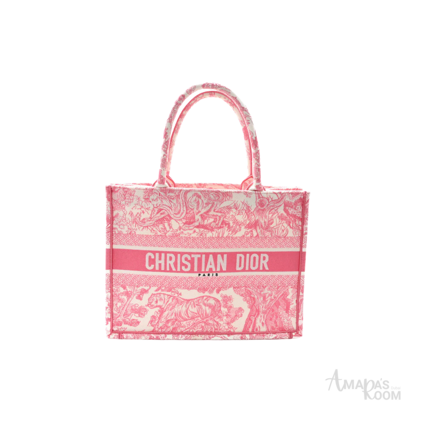 Dior Bag | Canvas Embroidered Tote Pink Bag
