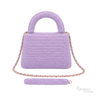 Chanel Mini Kelly Straw Purple Bag