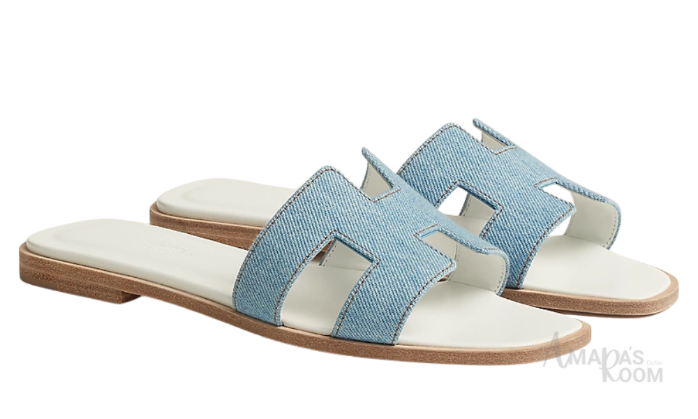 Oran Leather Slides – Sky Blue – Amara UAE image 2