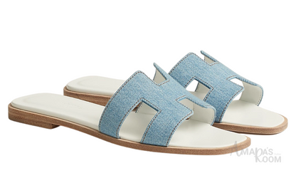 Oran Leather Slides – Sky Blue – Amara UAE image 2