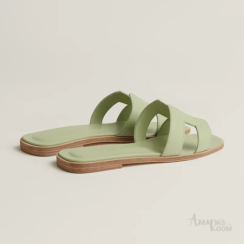 Oran Leather Slides – Sea Green – Amara UAE image 2