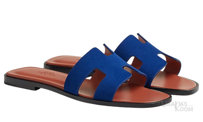 Oran Leather Slides – Cobalt Blue – Amara UAE image 2